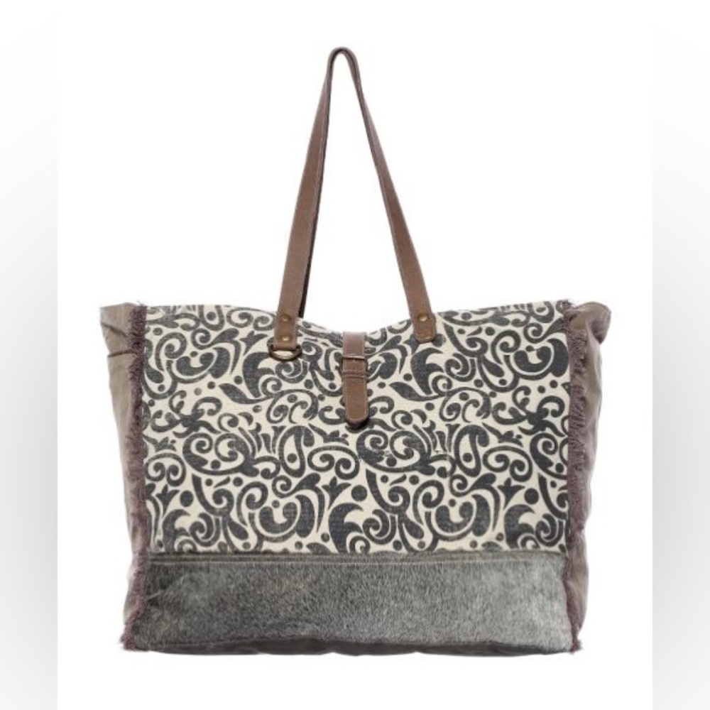 NWT classic Patterns Cowhide & canvas Weekender bag